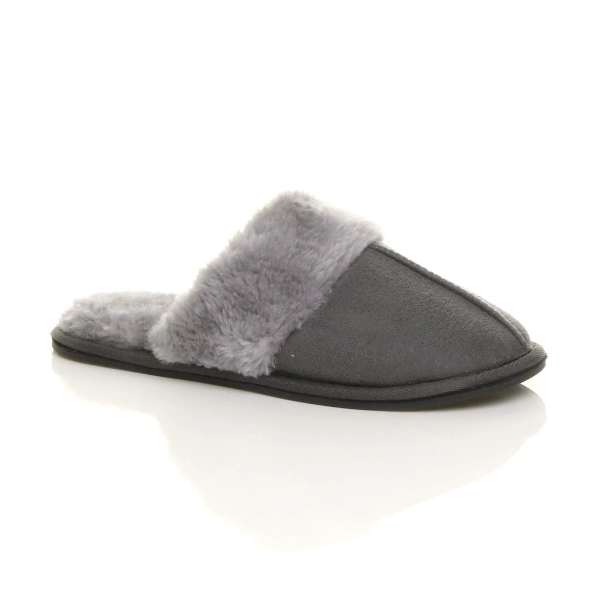 Flat  Heel Faux Fur Lined Mules  Slippers