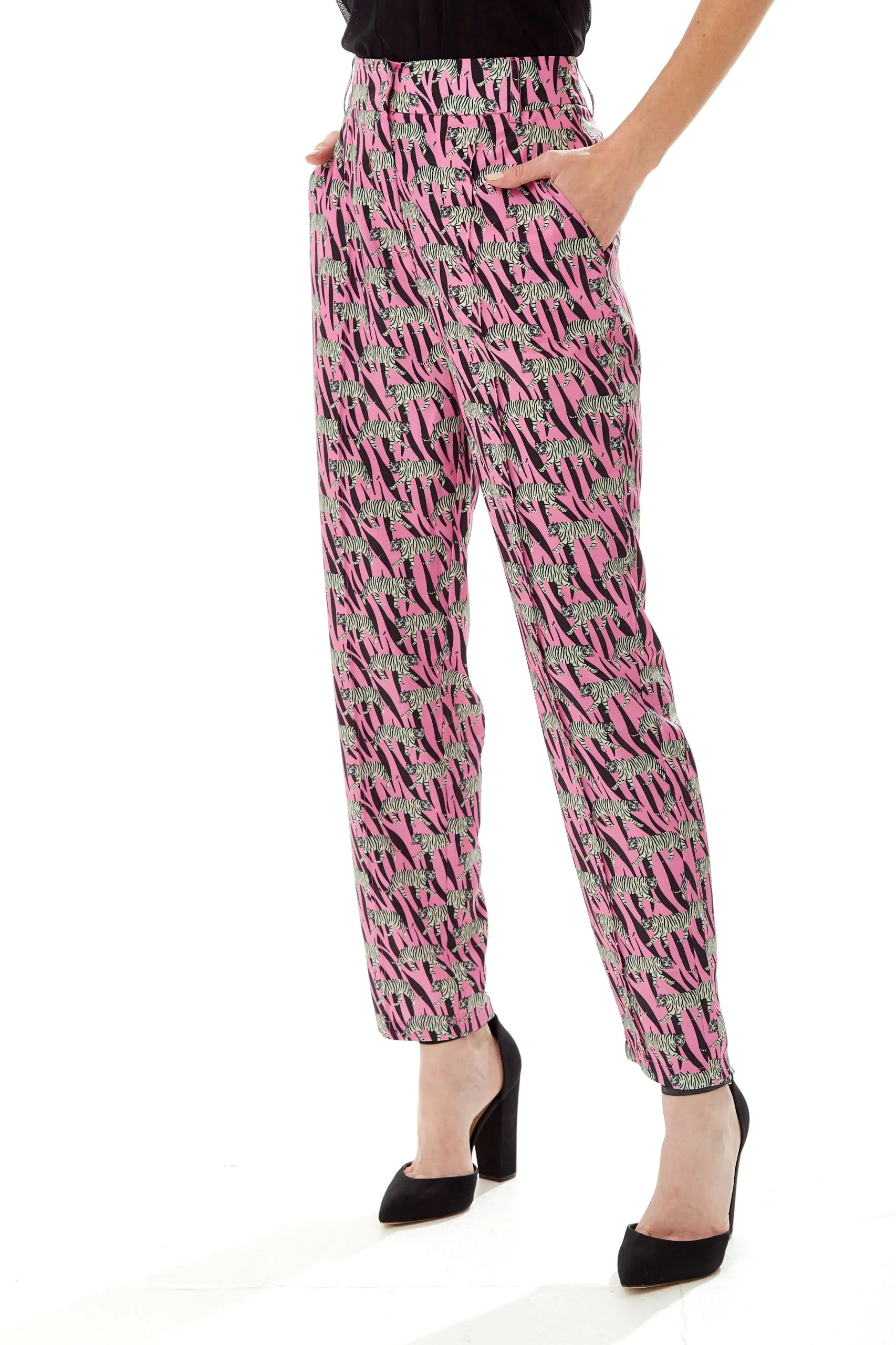 Mixed Animal Print Trousers in Purple