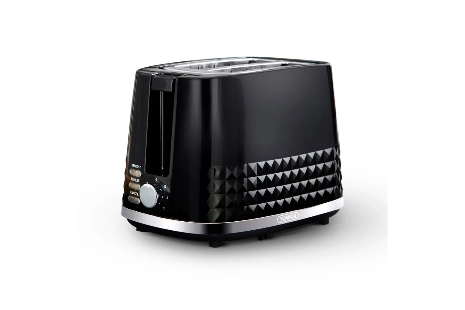 Solitaire 2 Slice Toaster Black Chrome Accents