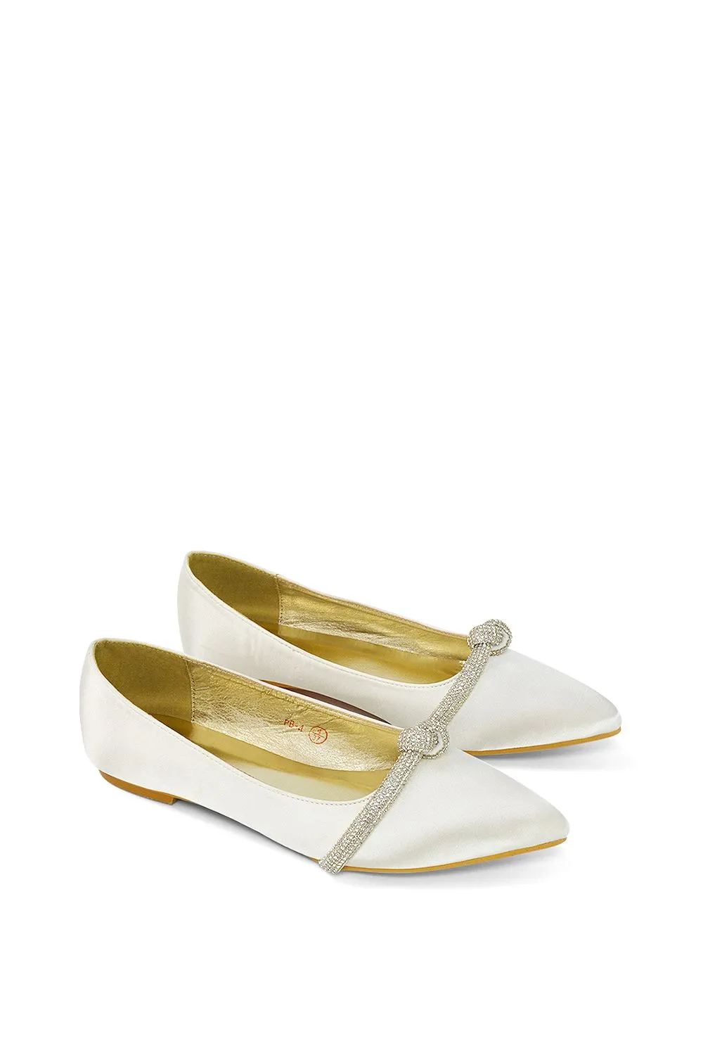 'Halley' Flat Heel Pointed Toe Sparkly Embellished Diamante Bridal Pumps