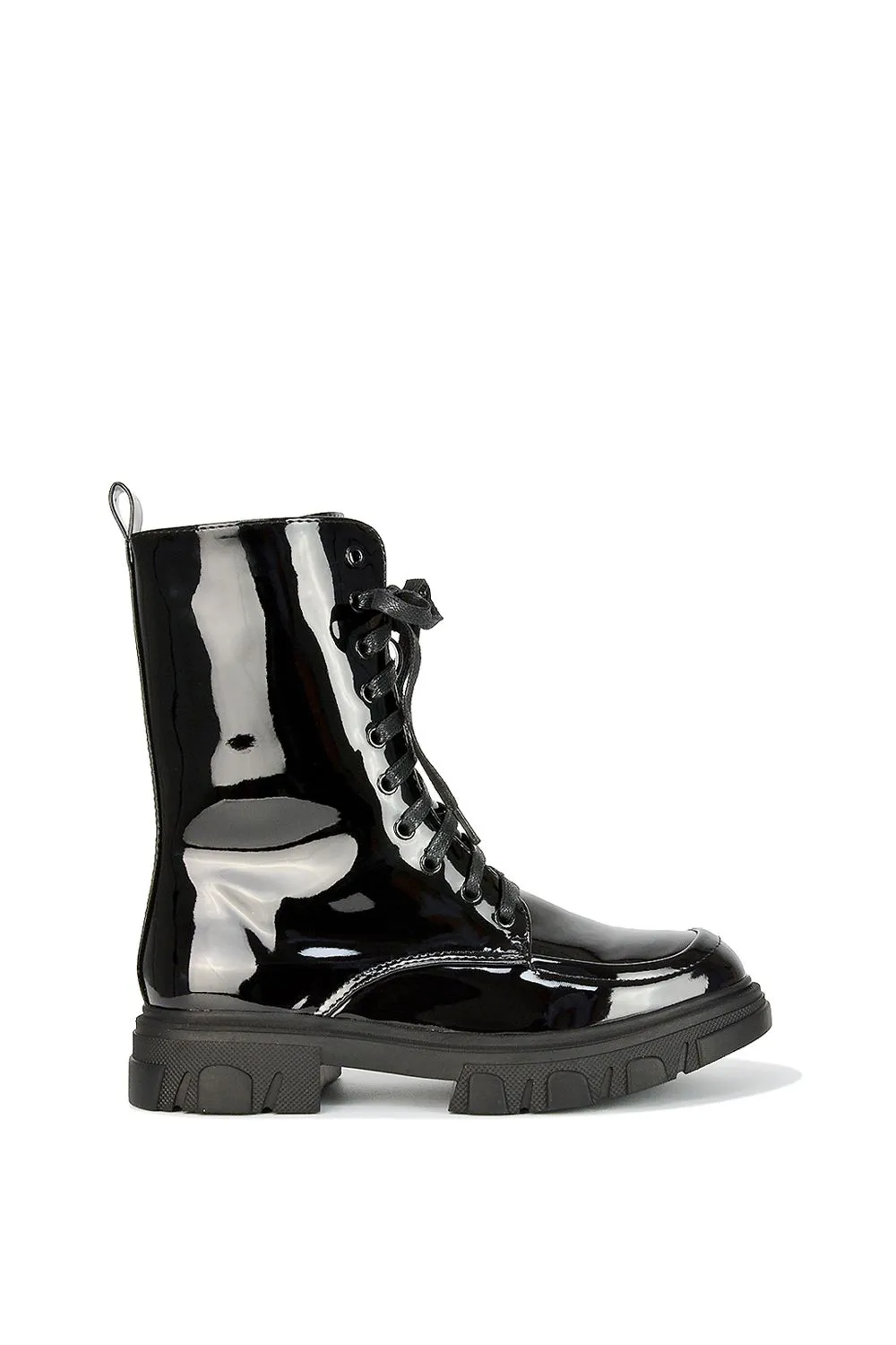 'Myra' Flat Lace Up Biker Ankle Boots