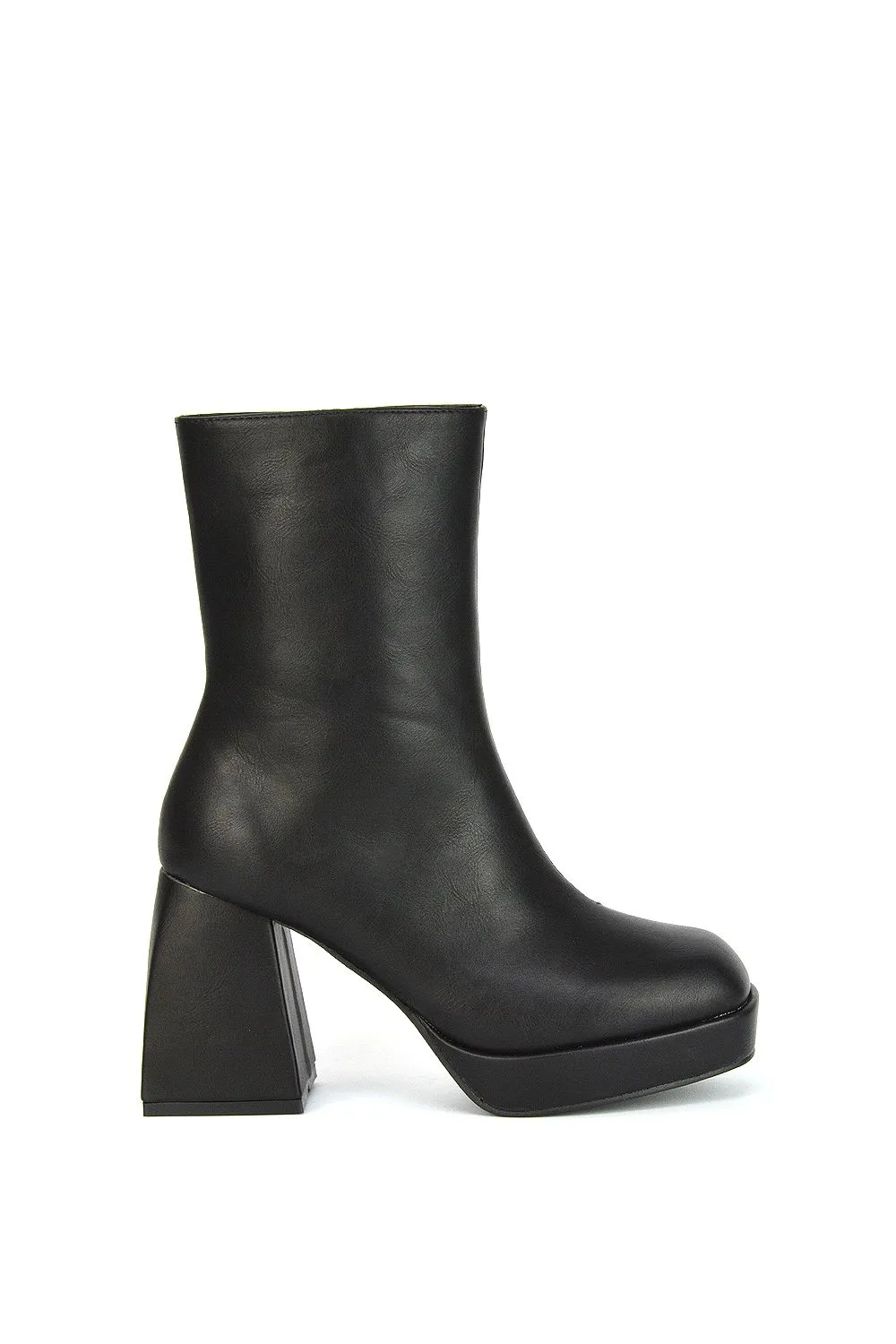 'Sylvie' Chunky Heel Square Toe Platform Ankle Boots