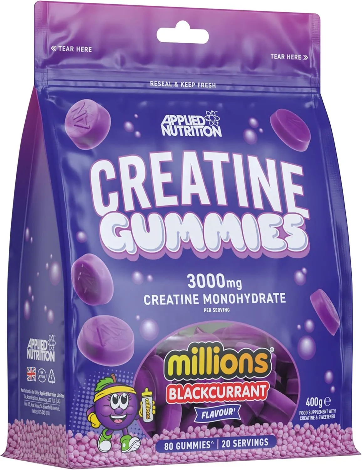 Creatine Gummies 3000mg - Millions Blackcurrant - 20 Servings - 500g