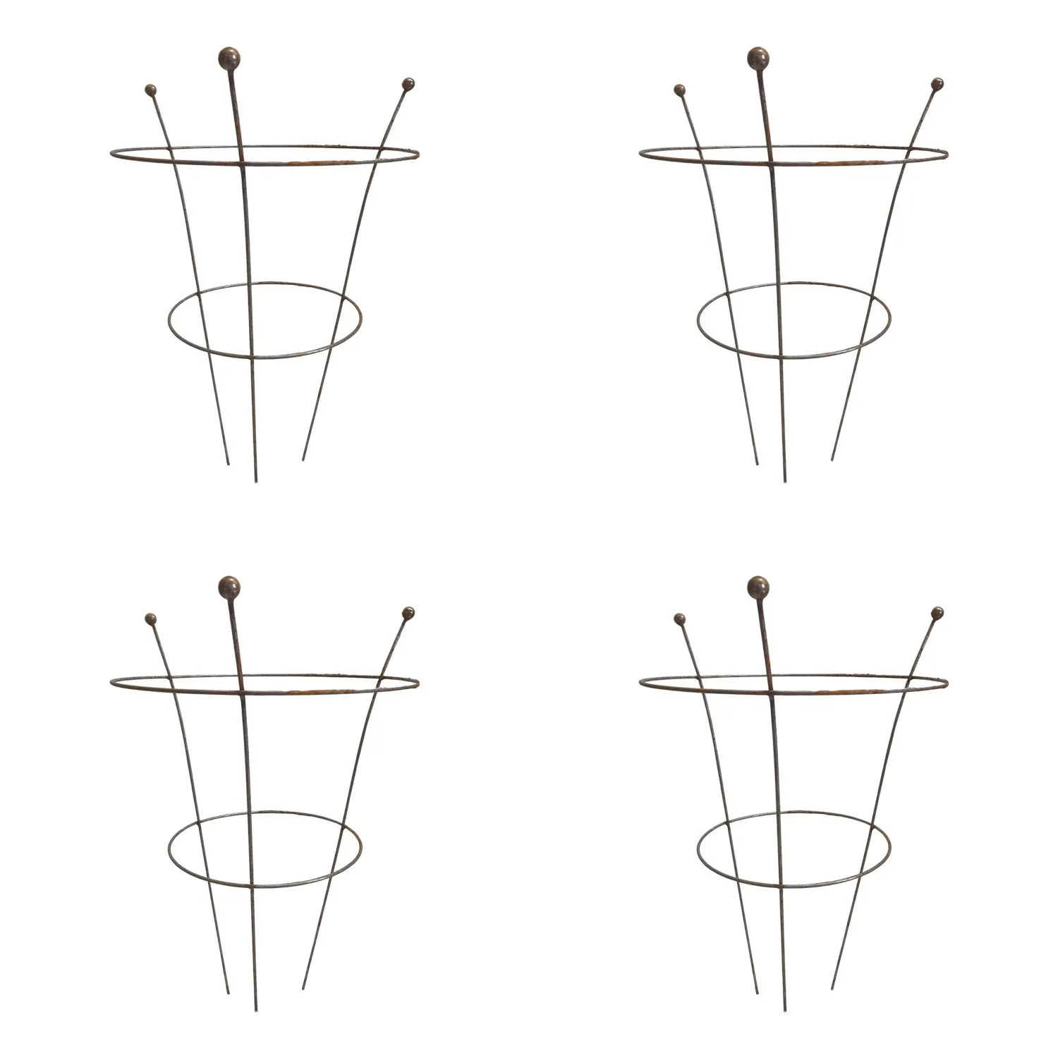 Pack of 4 Tom Chambers Herbaceous Bare Rusted Steel Garden Plant Support Medium 54cm x 40cm