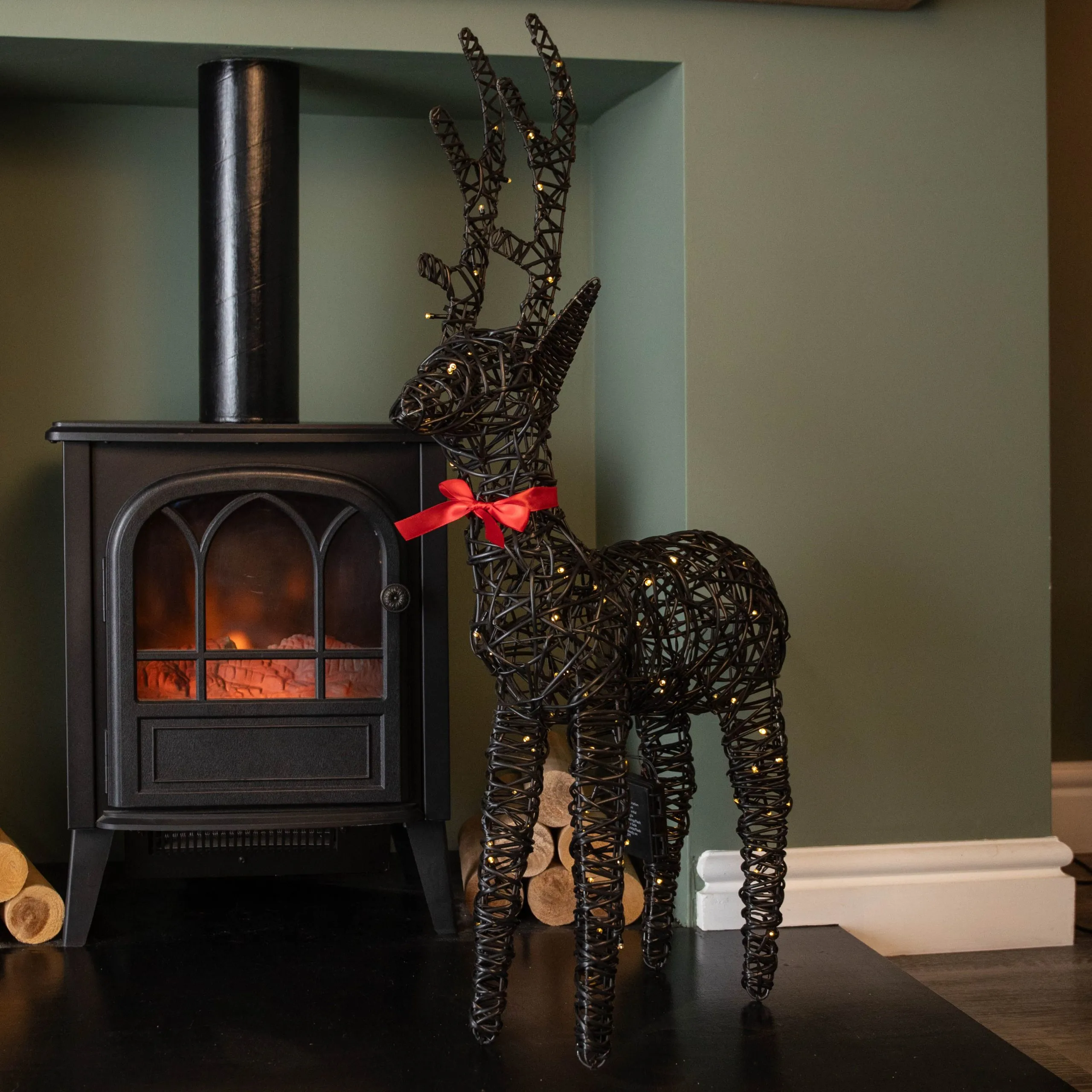 Light up Brown Christmas Reindeer with 100 Warm White LEDs