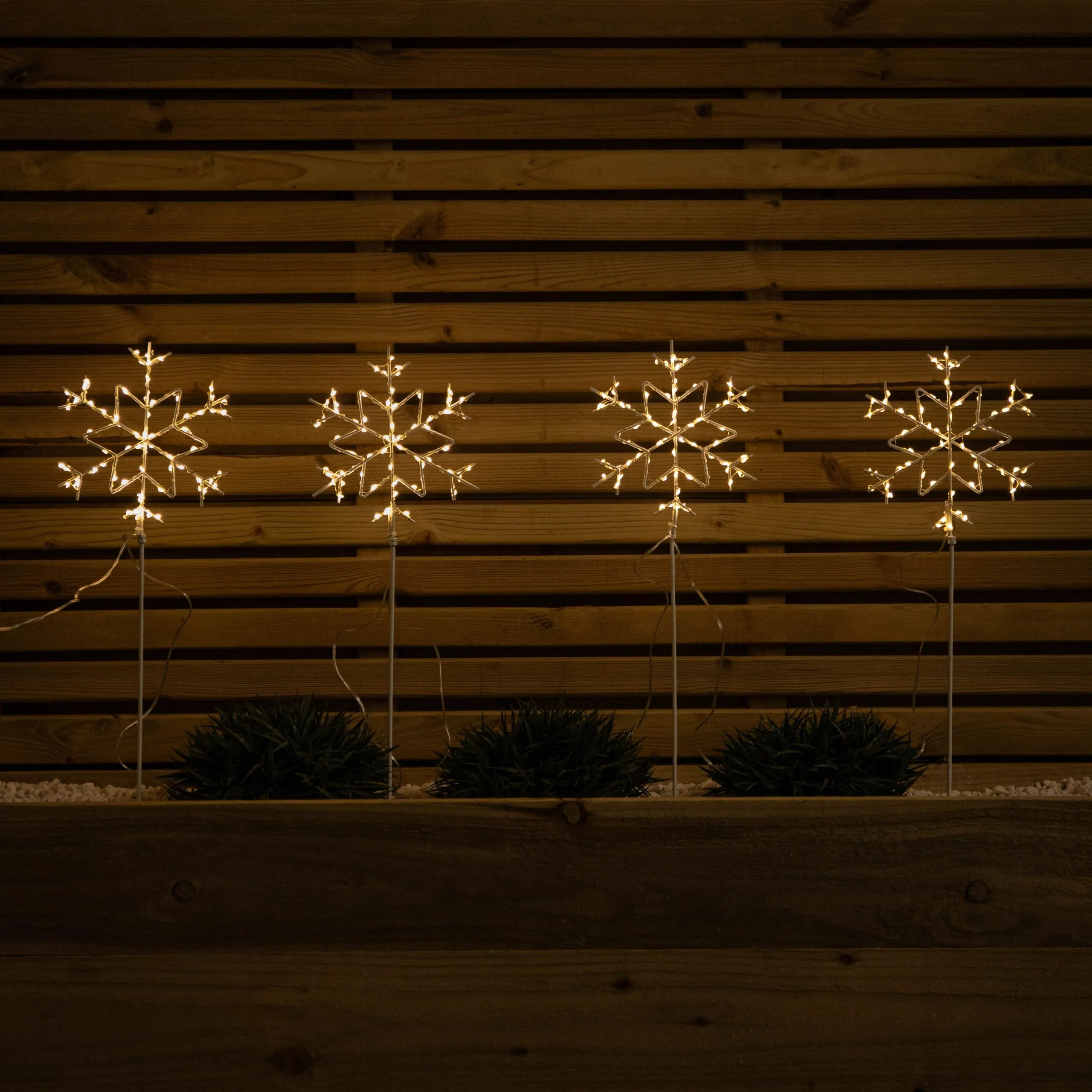 Set of 4 Light up Snowflake Path Lights with 260 Warm White LEDs
