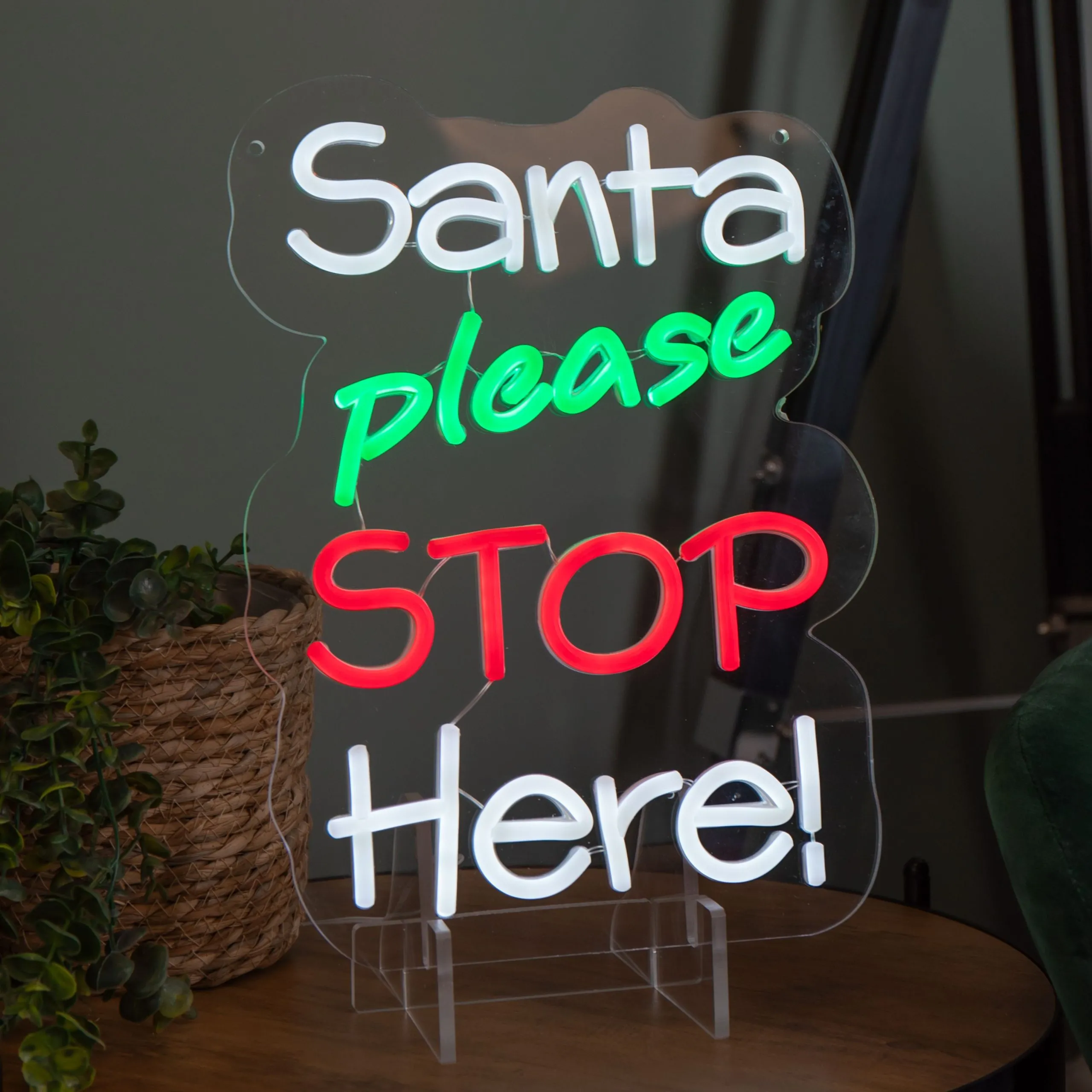 Light up Santa Please Stop Here Christmas Sign