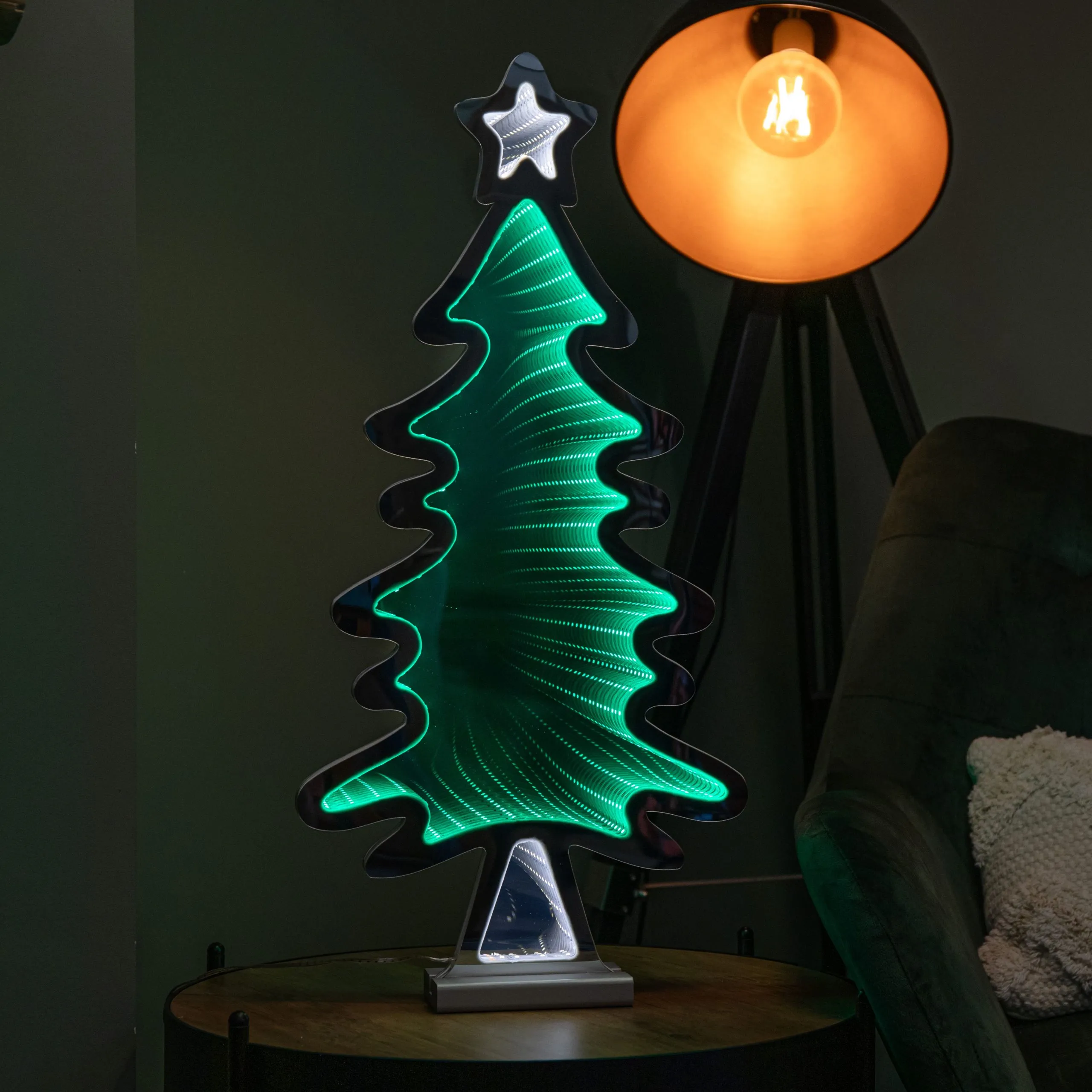 Light up Christmas Tree Infinity Decoration with LEDs
