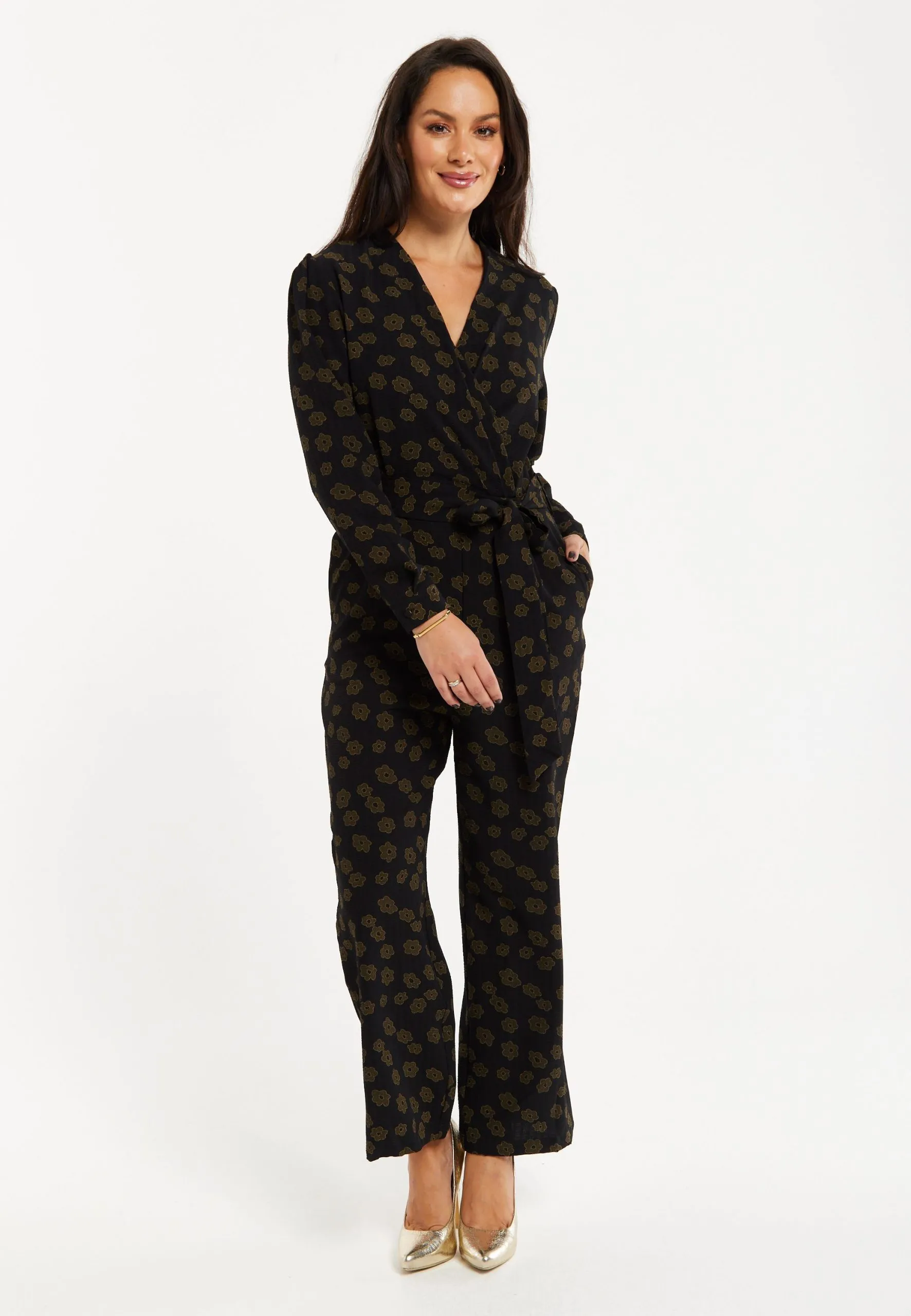 Floral Jumpsuit In Black