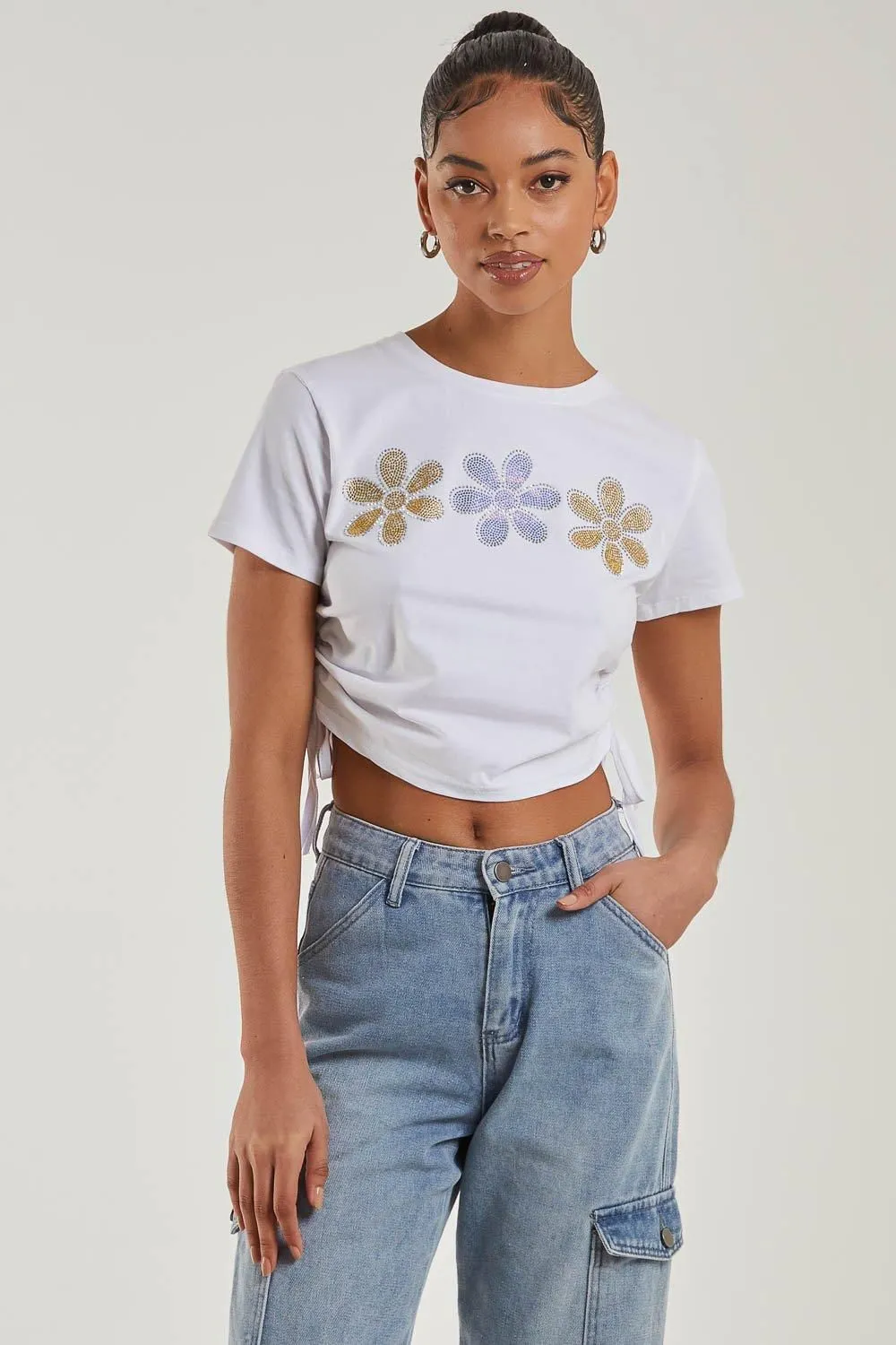 Tie Diamante Flower Top
