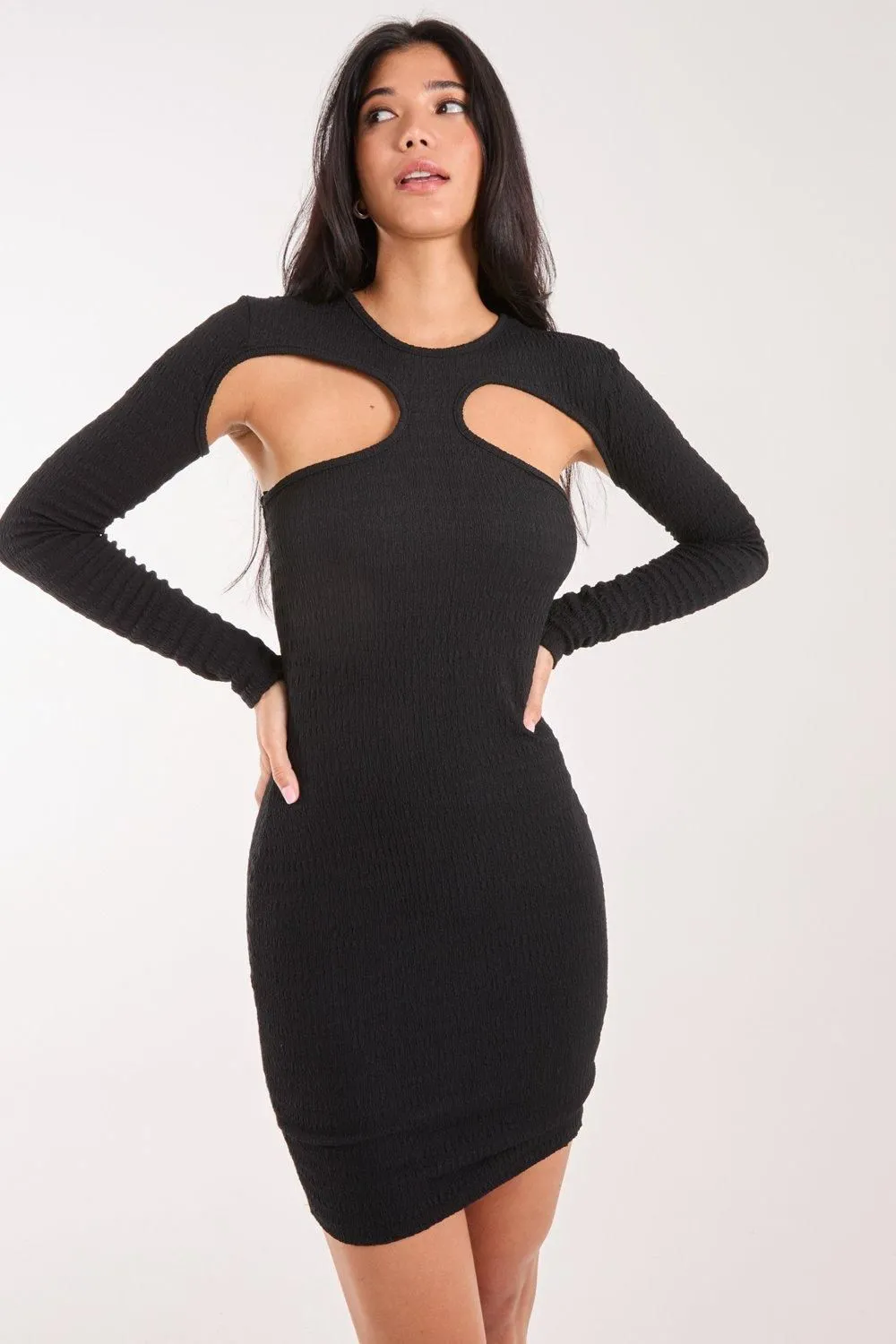 Popcorn Scoop Racer Long Sleeve Mini Dress