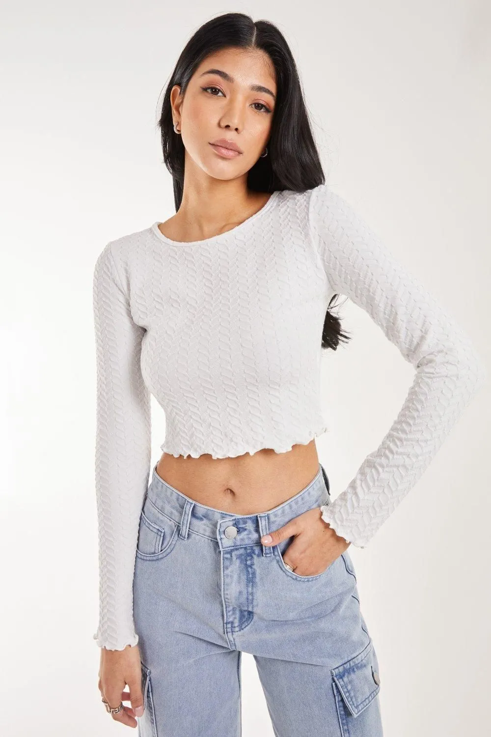 Zig Zag Jersey Long Sleeve Top