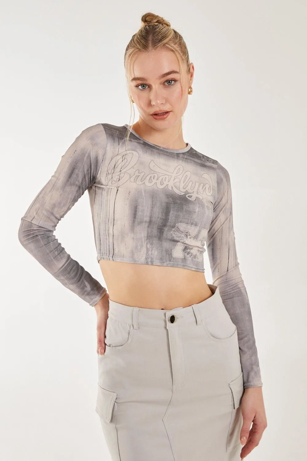 Washed Print Long Sleeve Brooklyn Top