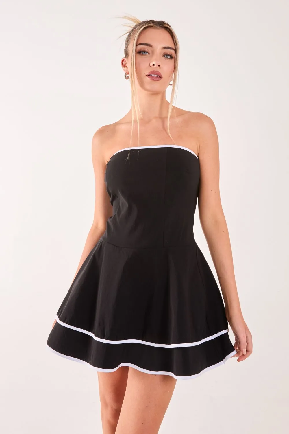 Bandeau Contrast Binding Mini Dress