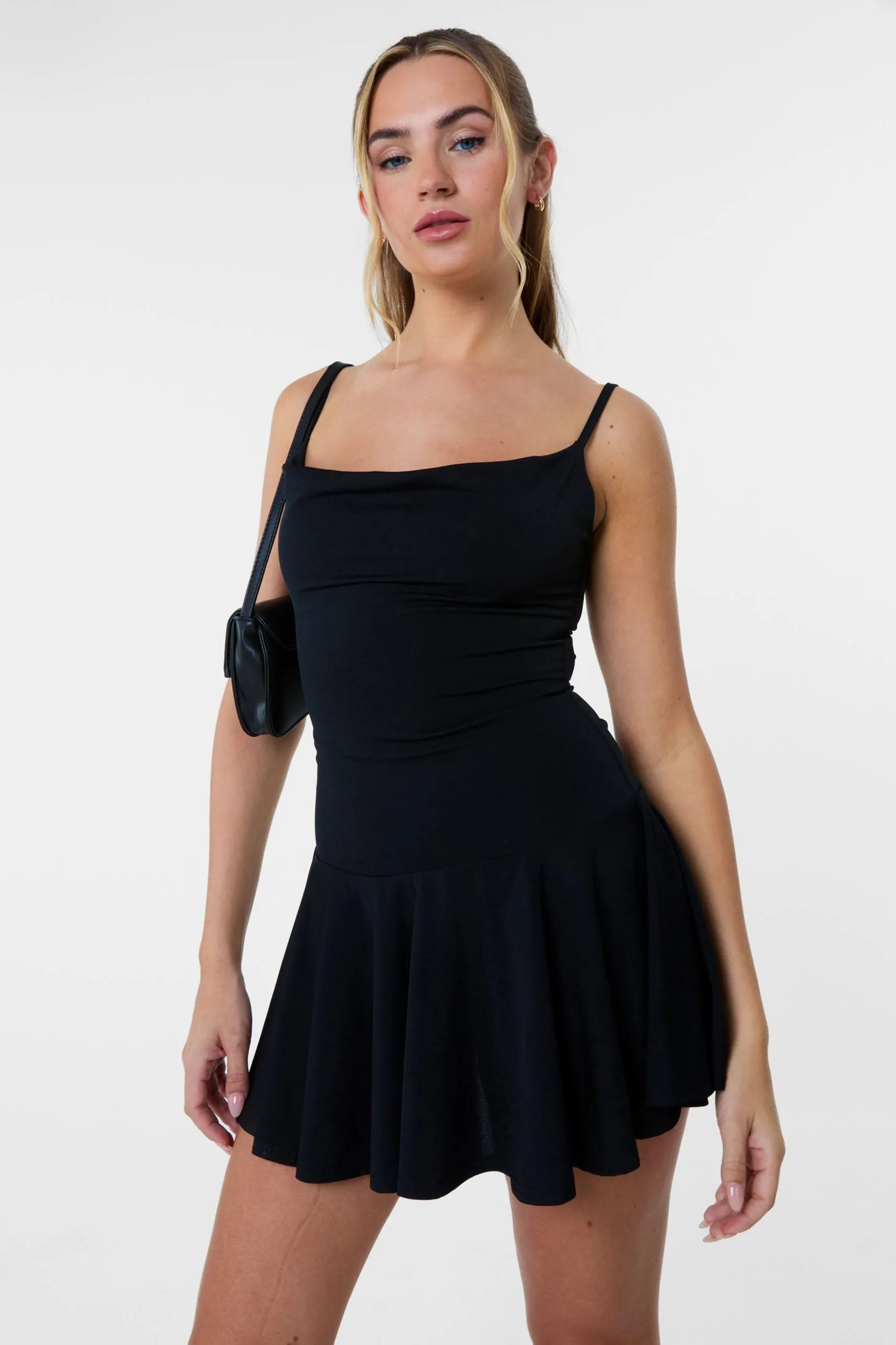 Black Strappy Flippy Dress