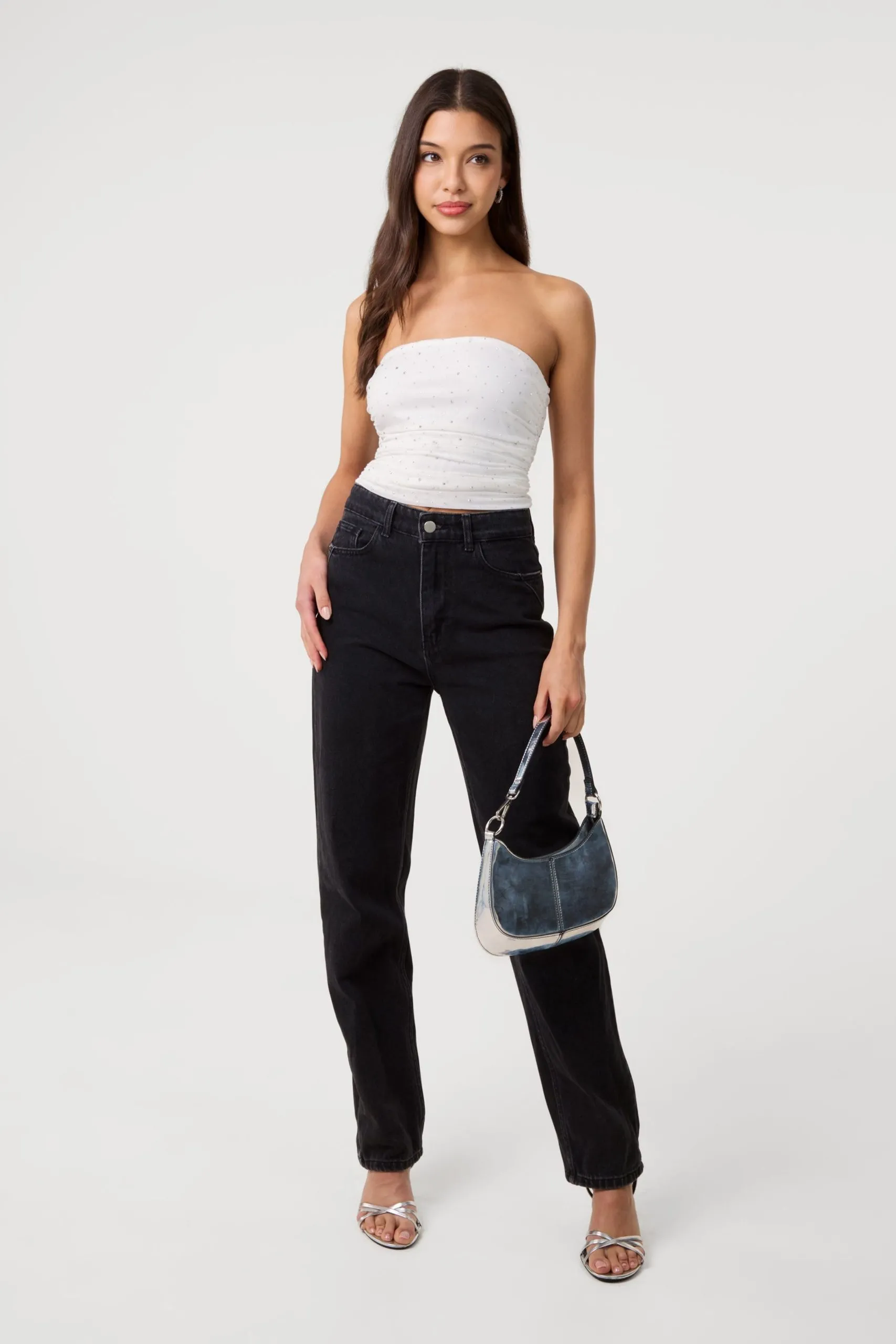 Ivory Diamante Bandeau Top