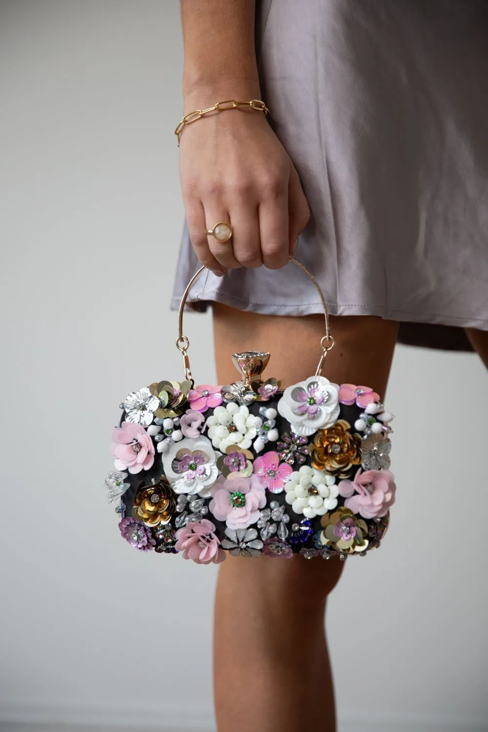 Floral Applique Clutch Bag