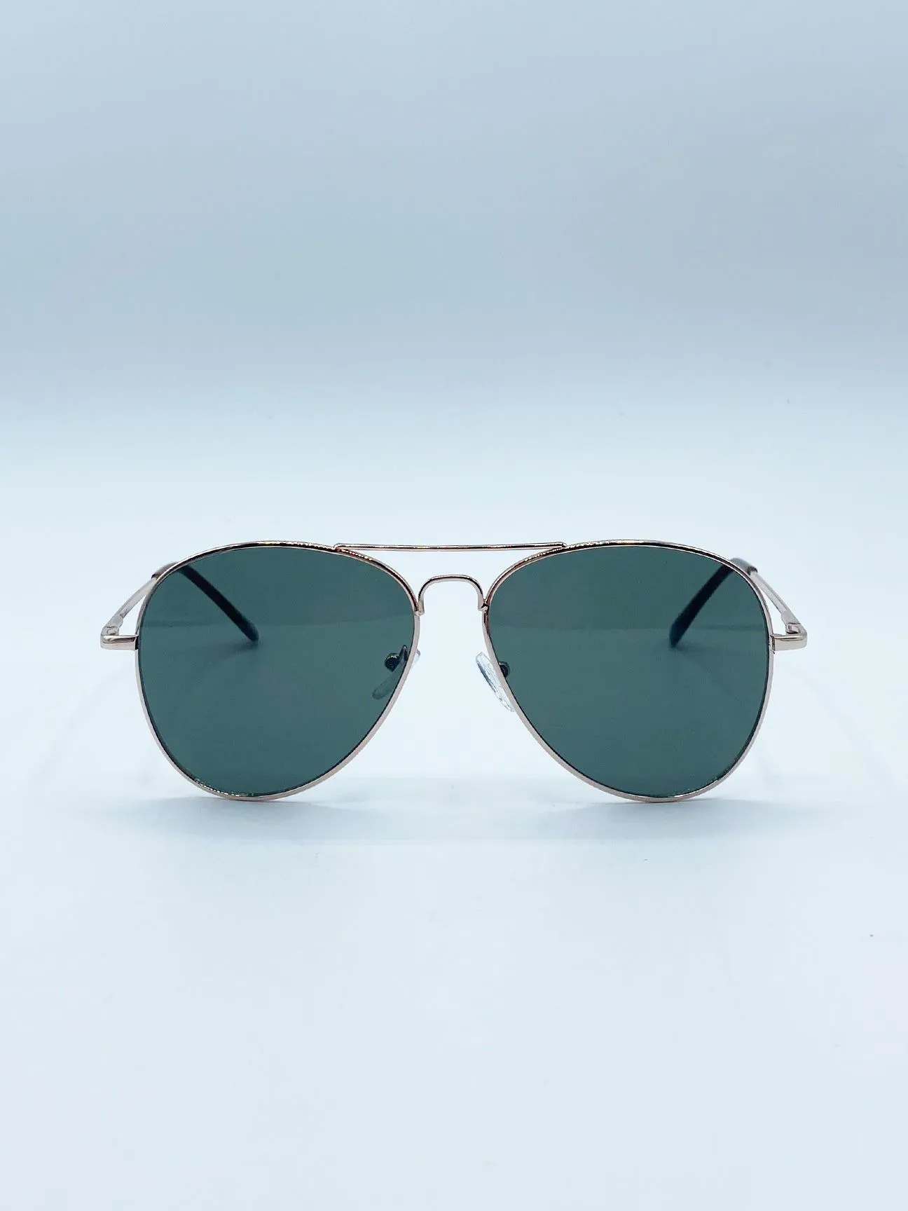 Gold Frame Aviators with Khaki Lenses