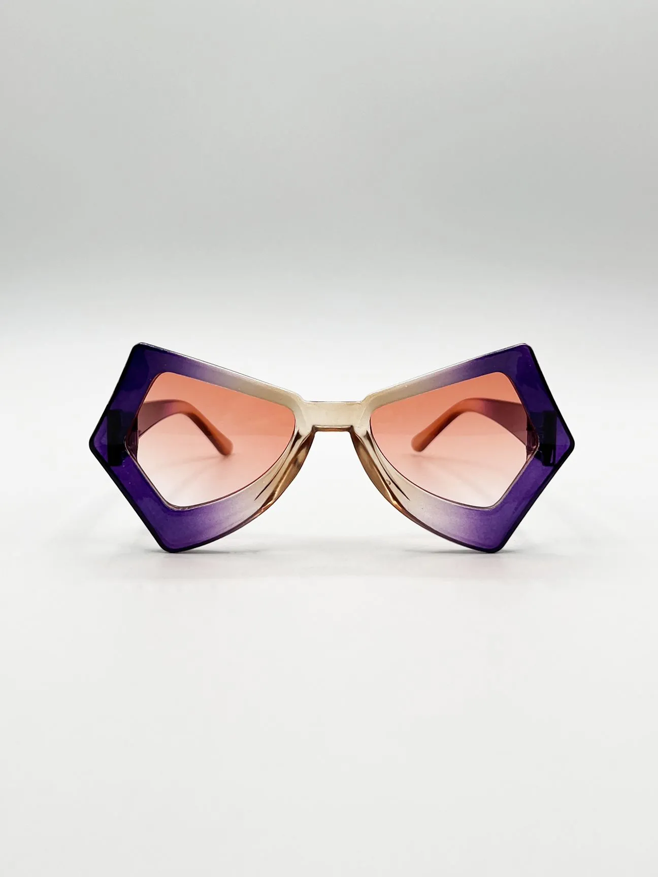 2 Tone Angular Sunglasses in Purple