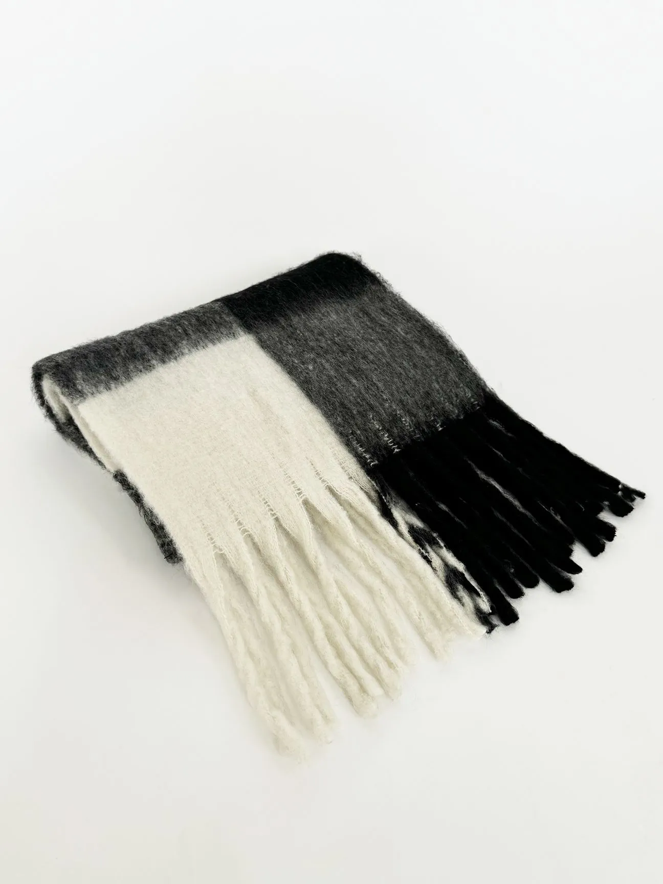 Chunky Black And White Check Scarf