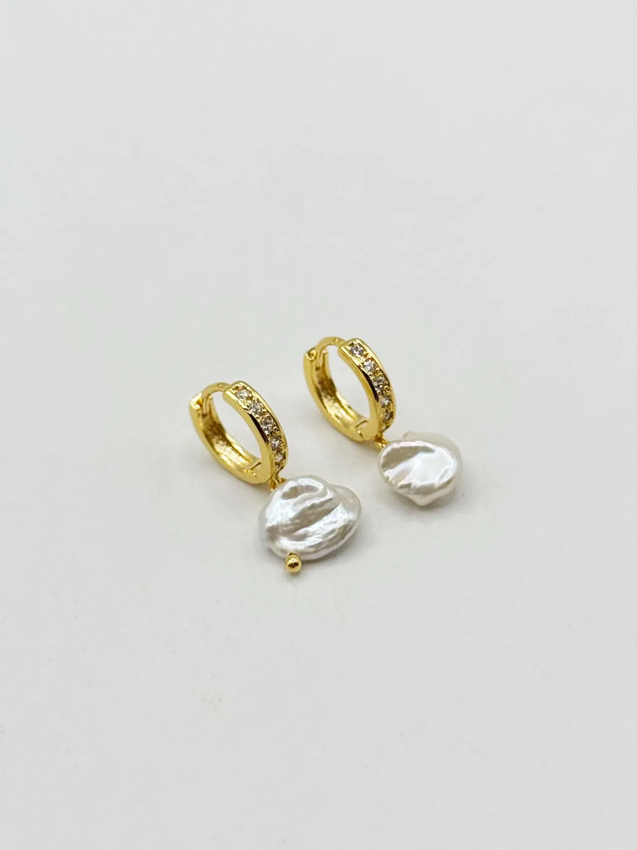 Diamante Huggie Hoop with Pearl Drop