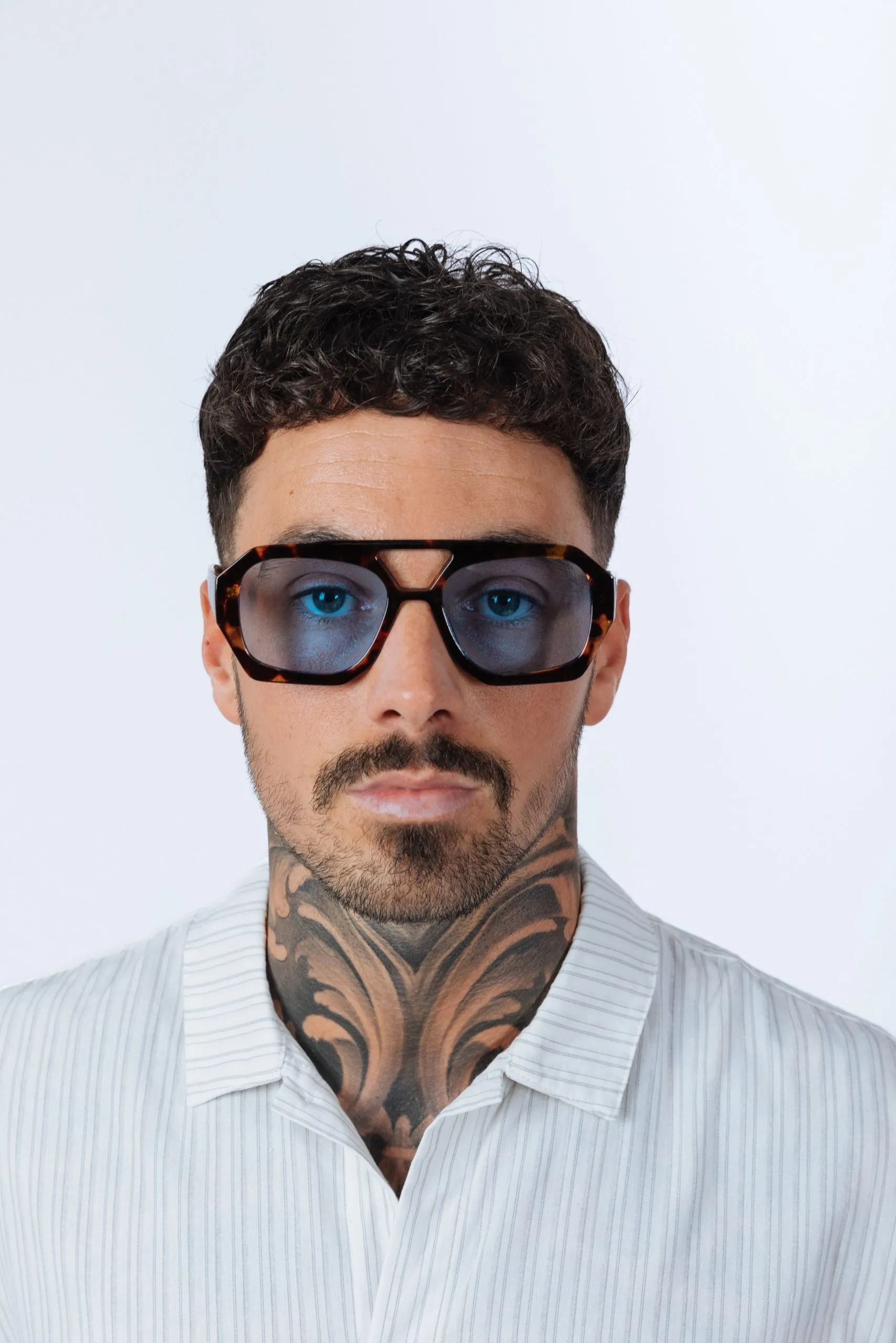 Tortoiseshell Sunglasses with Blue Lenses