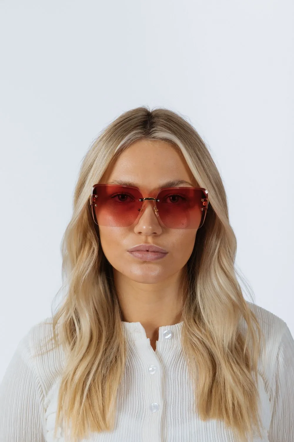 Rimless Oversized Square Sunglassses