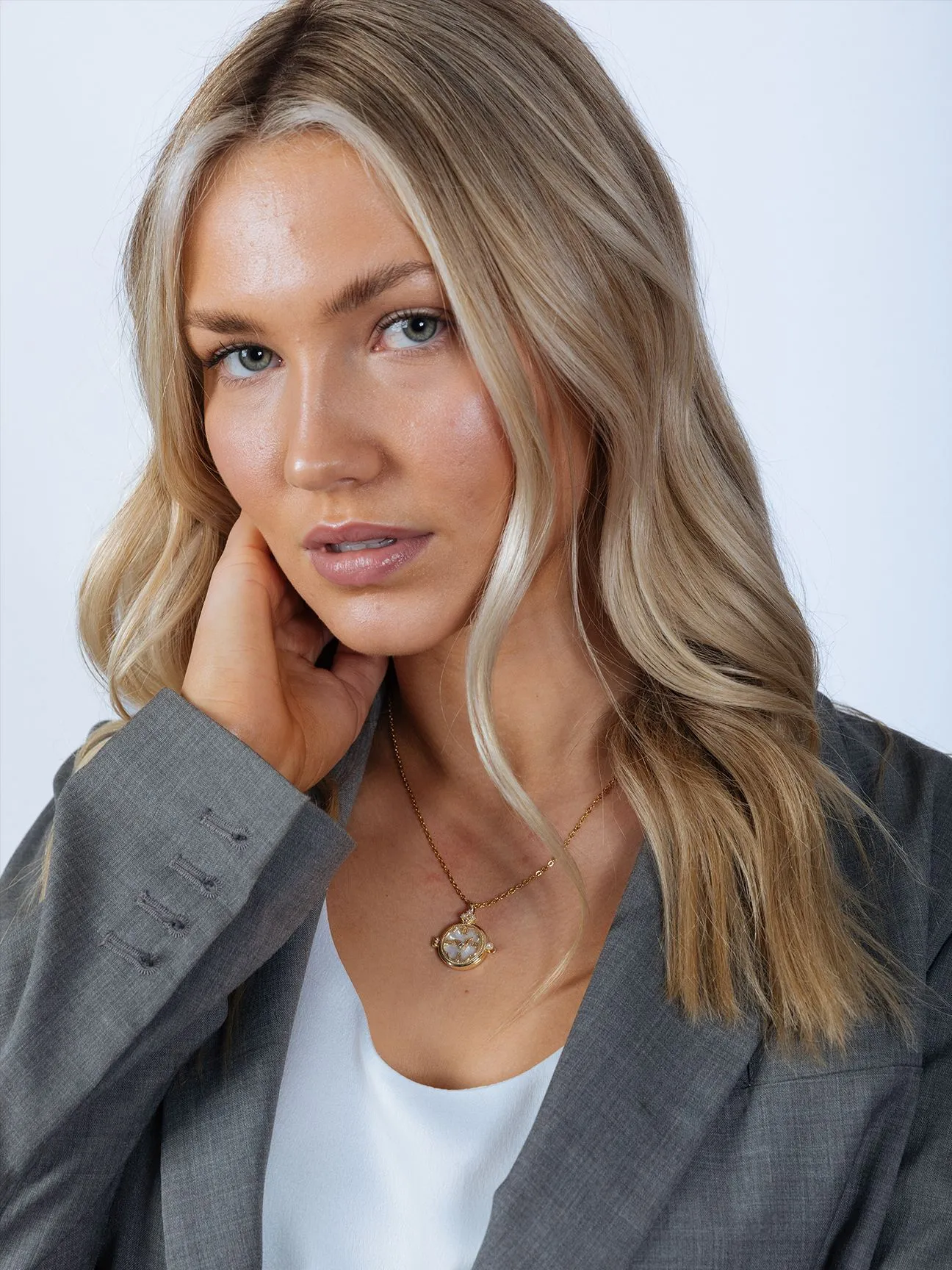 Ivory Stone Clock Pendant Necklace