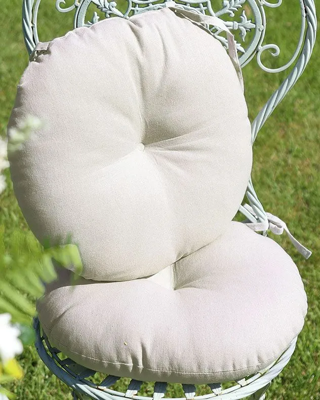 Set of 2 Grey Round Outdoor Chair Seat Pad Garden Furniture Cushions (Dia) 40cm