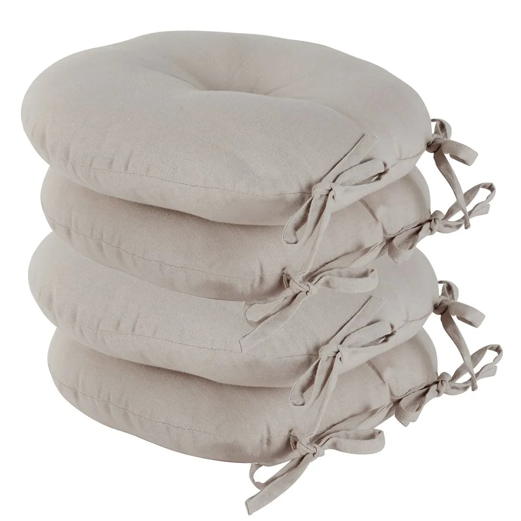 Set of 4 Traditional Grey Indoor Outdoor Chair Seat Pad Garden Cushions (Dia) 40cm