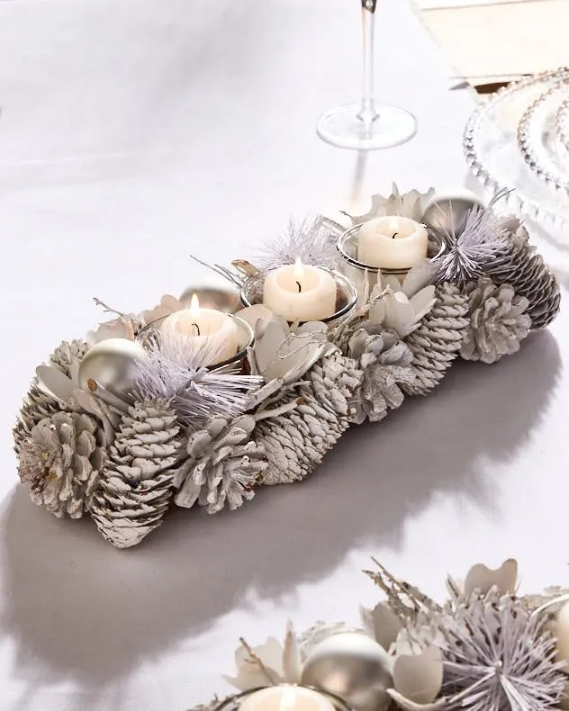 White Christmas Centrepiece Christmas Decoration Tealight Holder Candle Holders 36cm