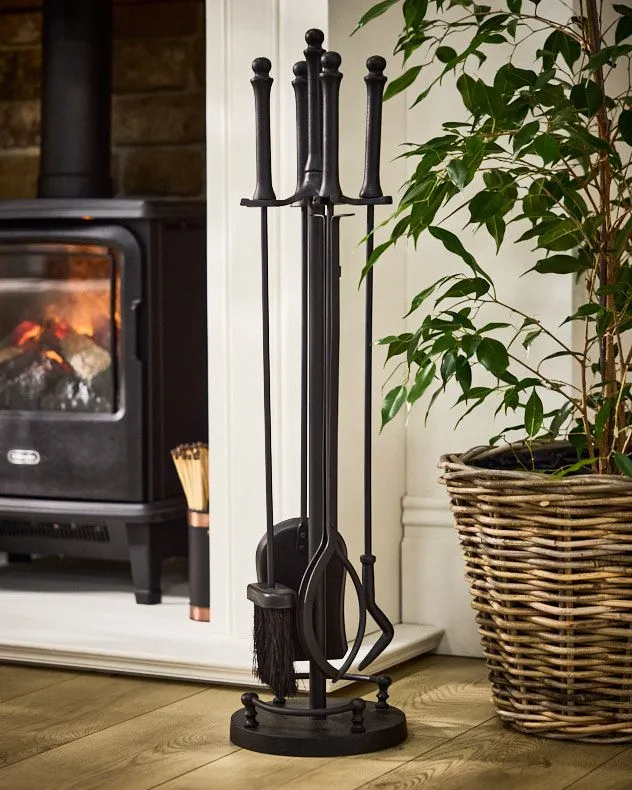 Traditional Black Heritage Large Fireplace Tools Fireplace Companion Set H80.5 x W20cm