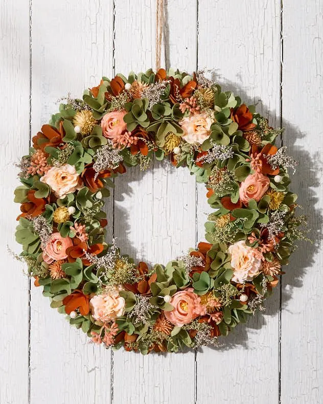 Traditional Floral Summer Door Wreath Spring Wreath 38cm