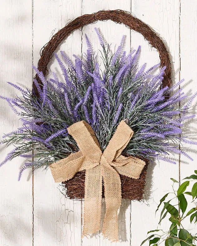 Classis Lavender Floral Basket Door Wreath Spring Wreath 40cm