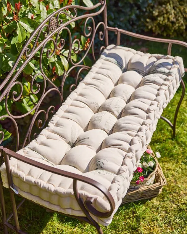 Traditional Belle Jardinere Green Summer Outdoor Garden Bench Cushion (L)112cm x (W)44cm