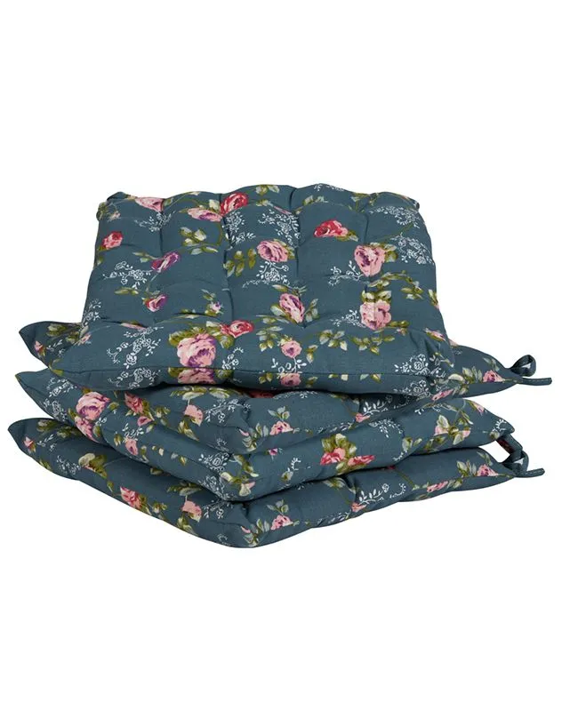 Set of 4 Briarfield Floral Summer Indoor Outdoor Chair Seat Pads