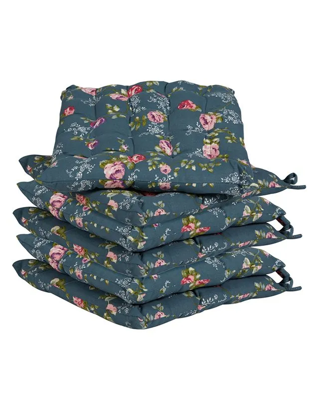 Set of 6 Briarfield Floral Summer Indoor Outdoor Chair Seat Pads