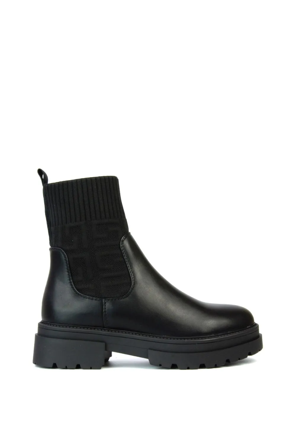 'Abel' Chunky Block Heel Biker Chelsea Sock Ankle Boots