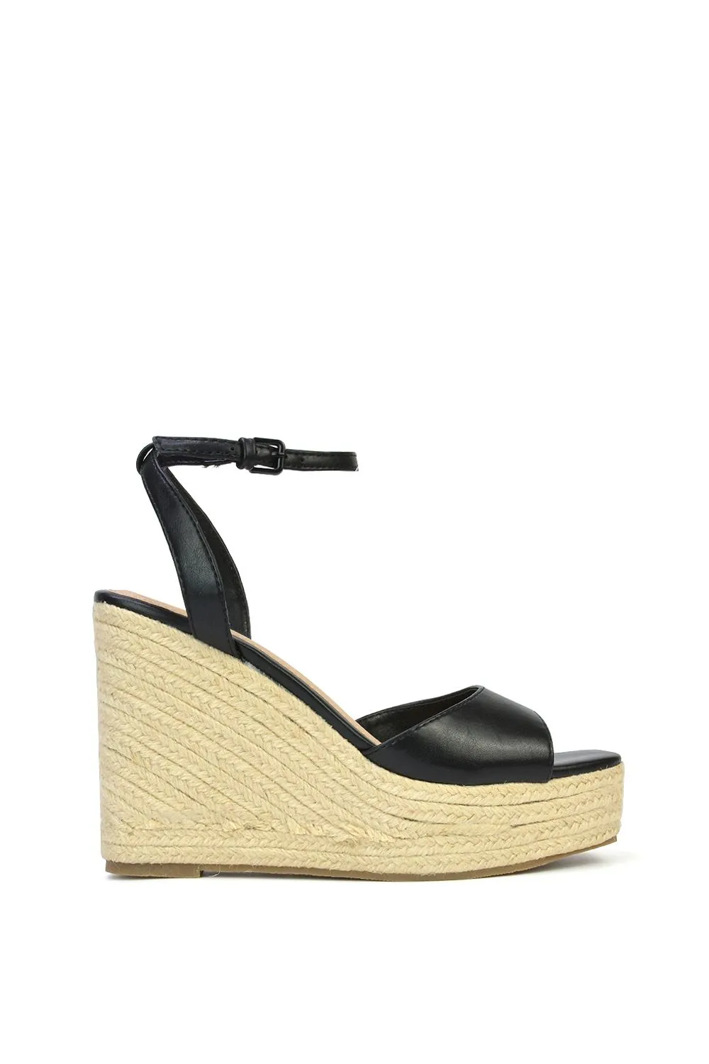 'Kassie' Square Toe Espadrille Platform Wedge Heel Sandals