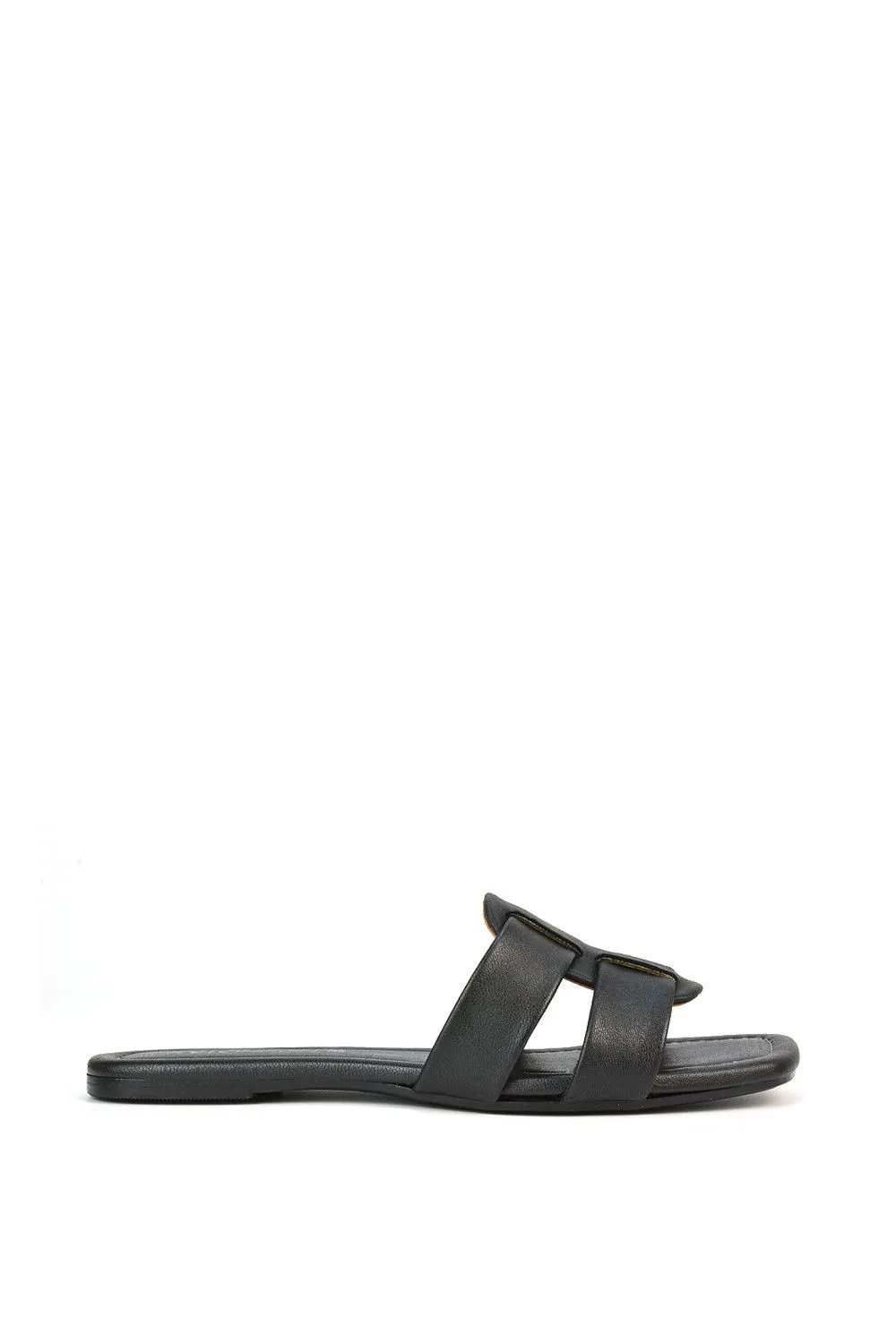 'Chelsea' Leather Slip On Flat Slider Sandal Shoes