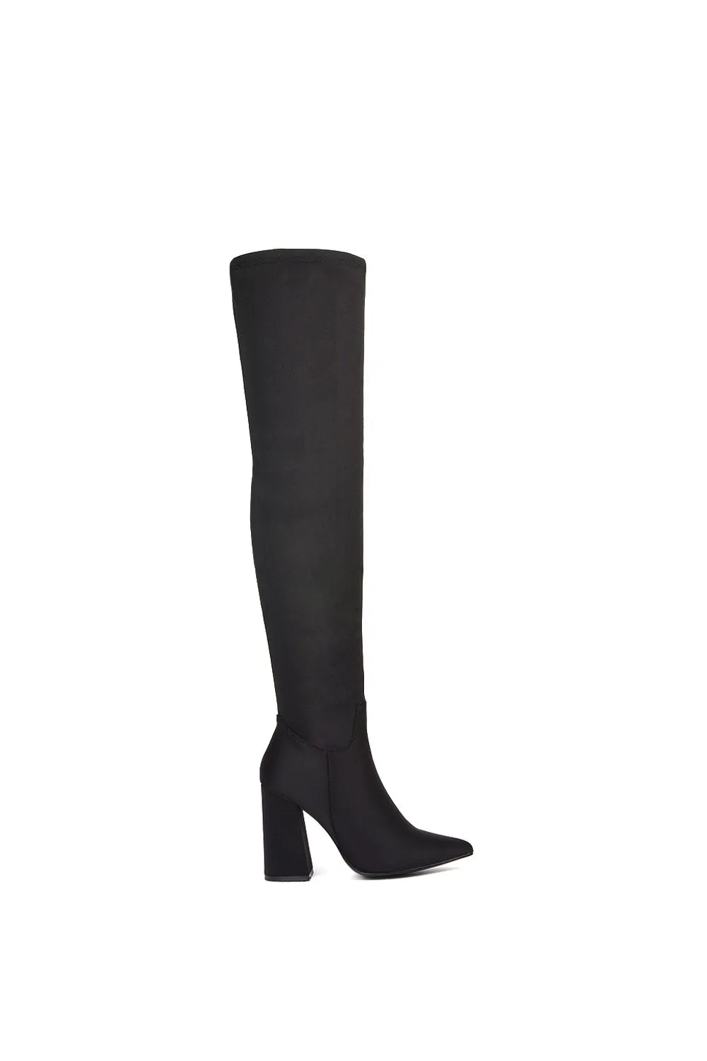 'Jess' Pointed Toe Block Heel Over The Knee Thigh High Boots