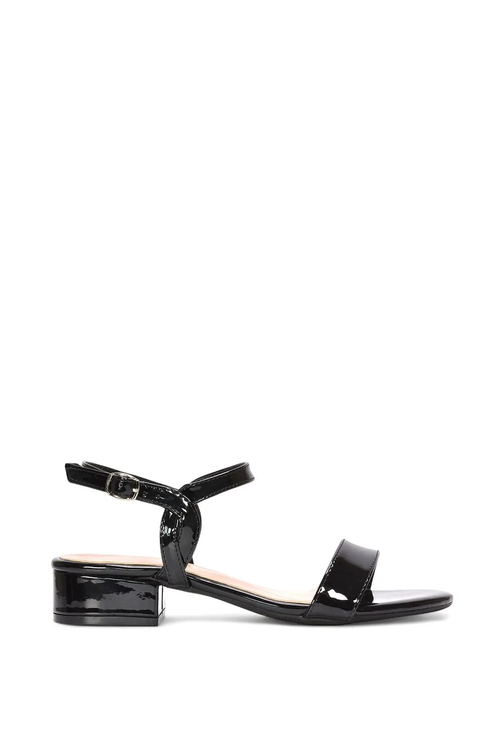 'Moana Low Bock Heel Round Toe Sandals With Buckle Fastening