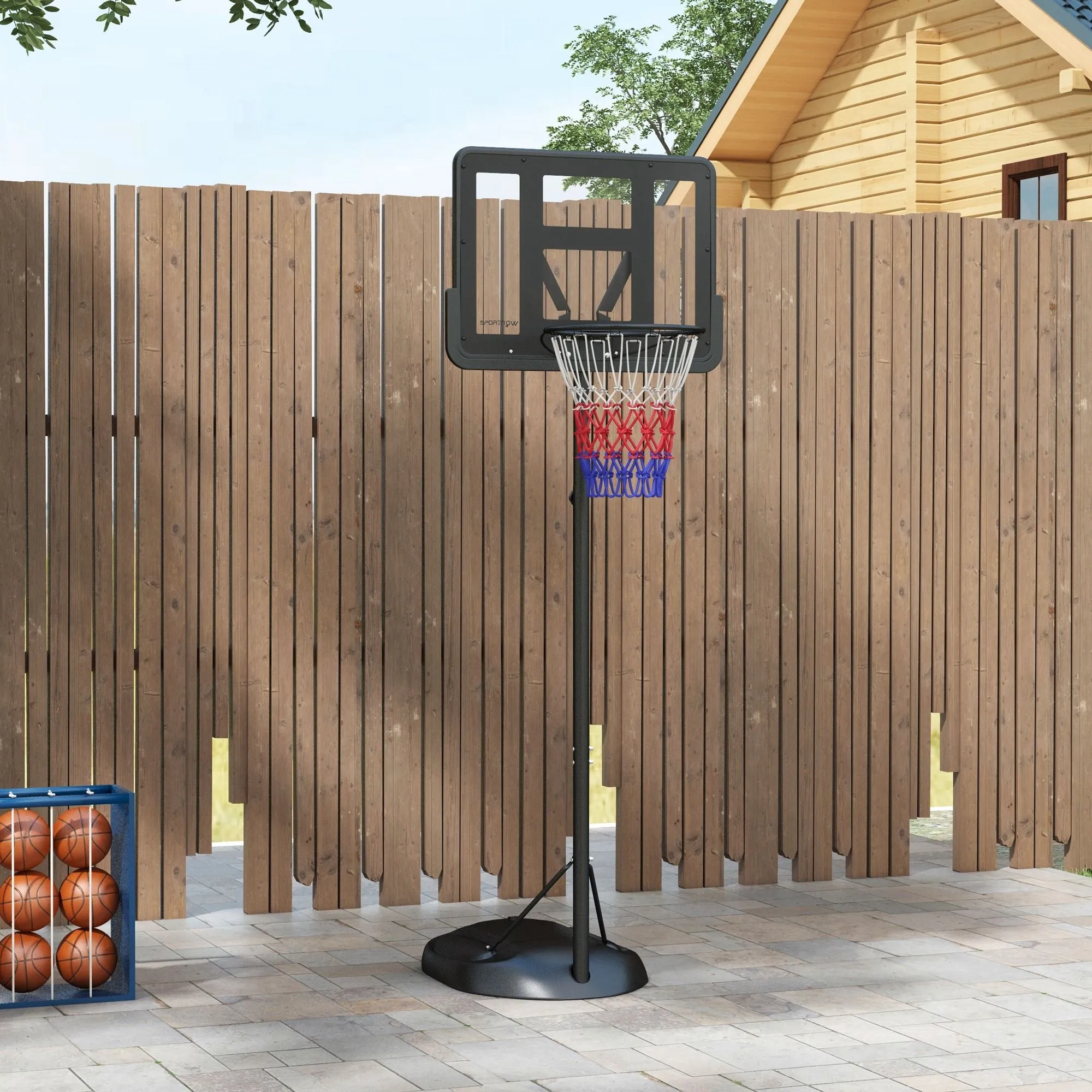 1.7-2.3m Basketball Hoop and Stand w/ Weighted Base, Wheels