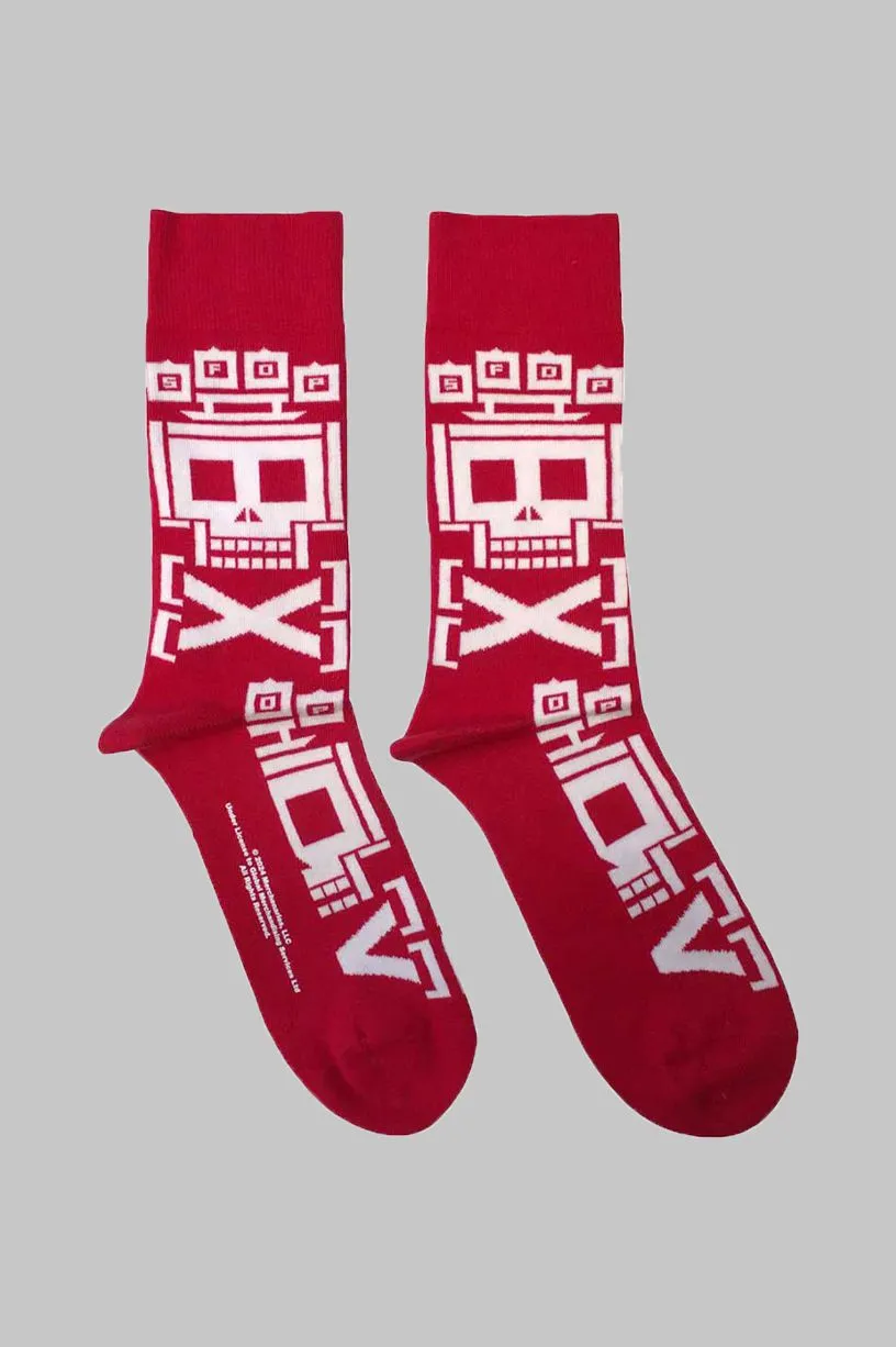 Pixeled Skull Repeat Ankle Socks