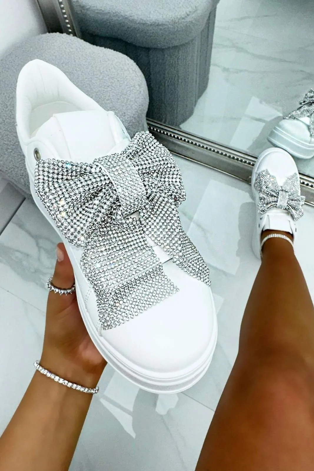 Crystal Sparkly Bow Trainers Limited Edition