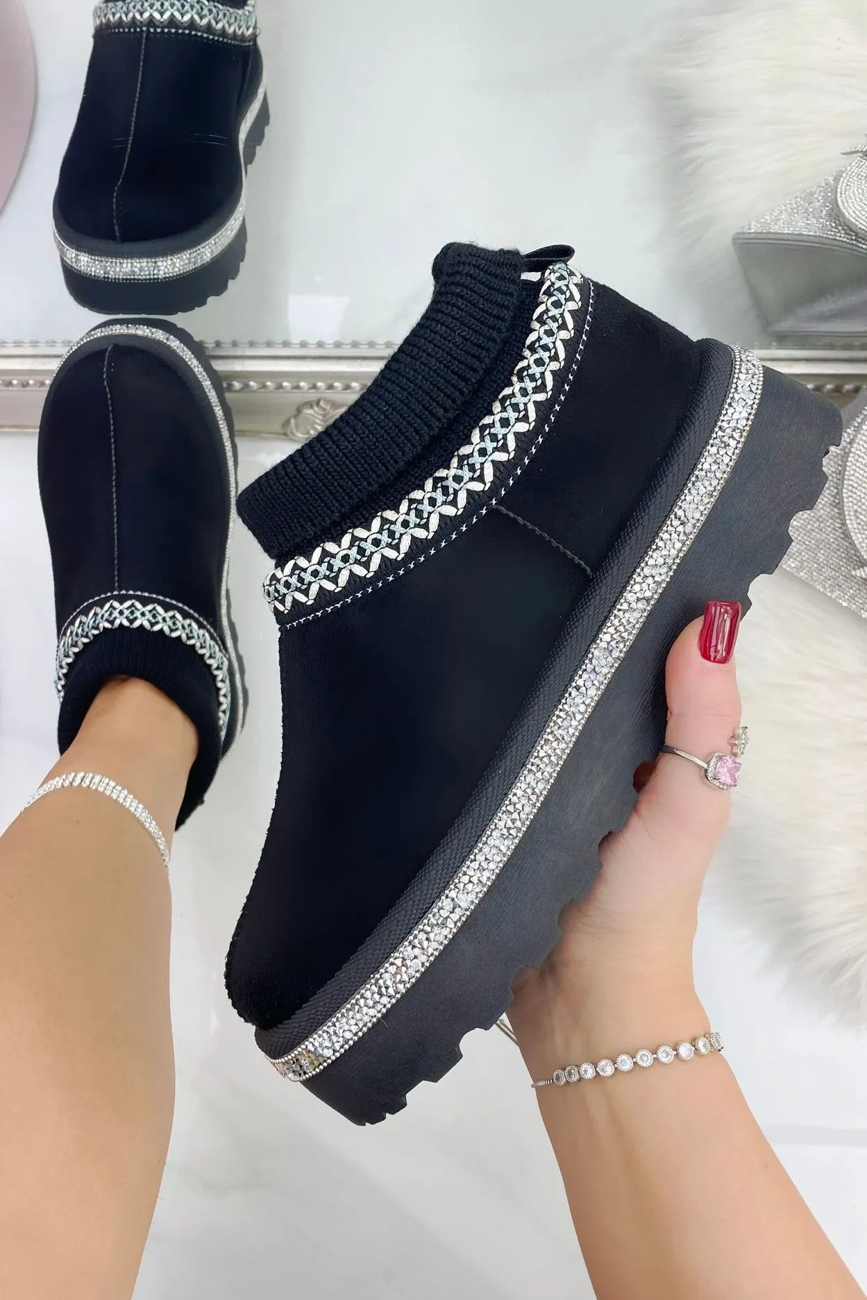 Sparkly Stretch Warmer Mini Snugg Boots