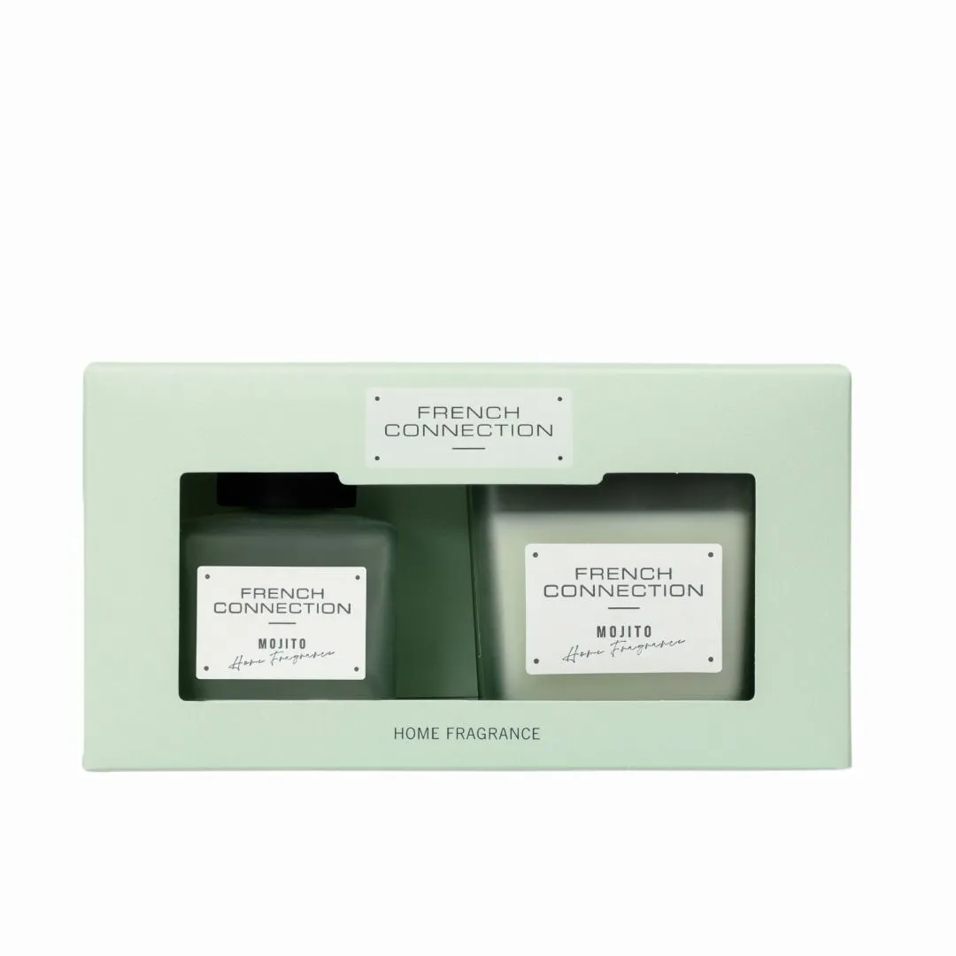 Mango Mojito 220G Candle and 100ML Reed Diffuser Gift Set Square Design