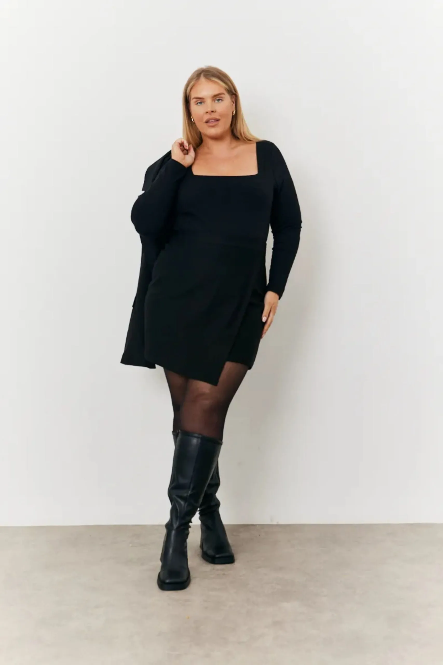 Black Wrap Asymmetric Mini Skirt