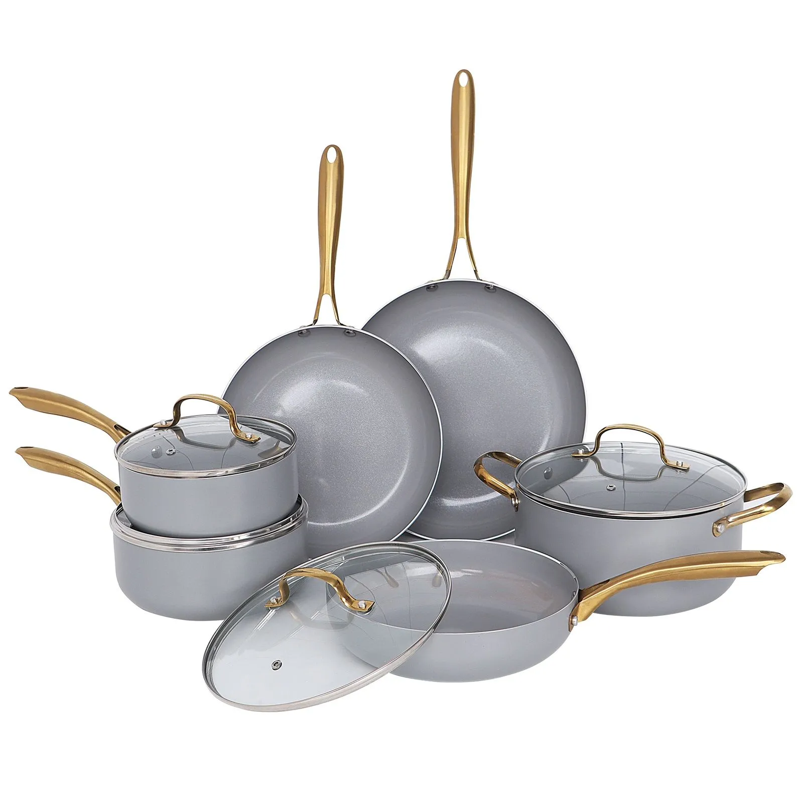 Grey Gold Induction 10 Piece Cookware Set