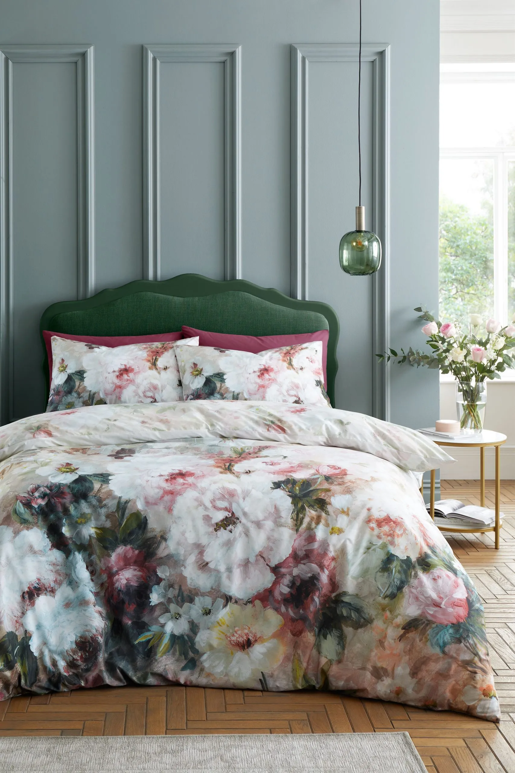 'Rose Bloom' 200 Thread Count Cotton Reversible Duvet Cover Set